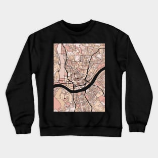 Cincinnati Map Pattern in Soft Pink Pastels Crewneck Sweatshirt